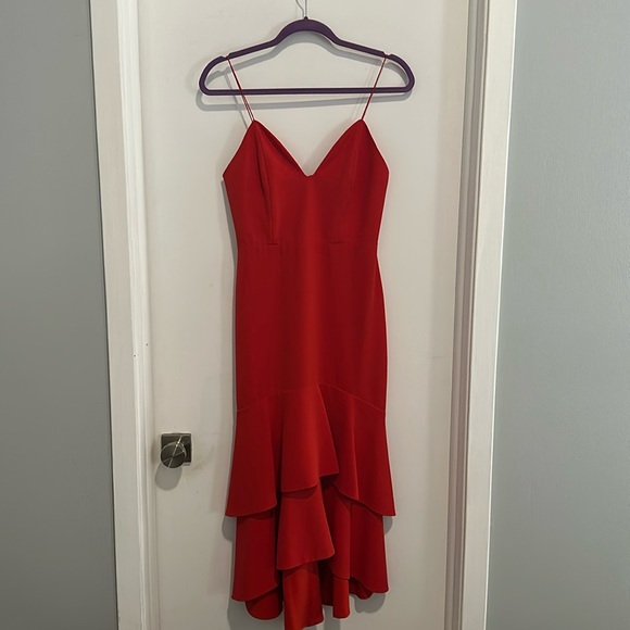 Alice and Olivia red tiny strap ruffle dress - Picture 1 of 6